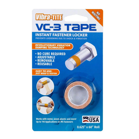 VC-3 Threadmate Red Threadlocker and Tape Kit package view showing 60" roll designed to prevent fastener loosening from vibration.