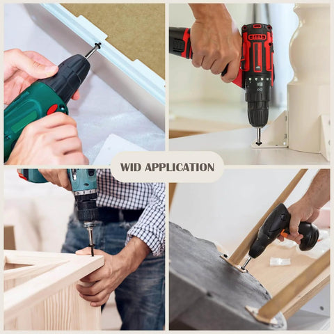People using cordless drills for assembling furniture and DIY projects