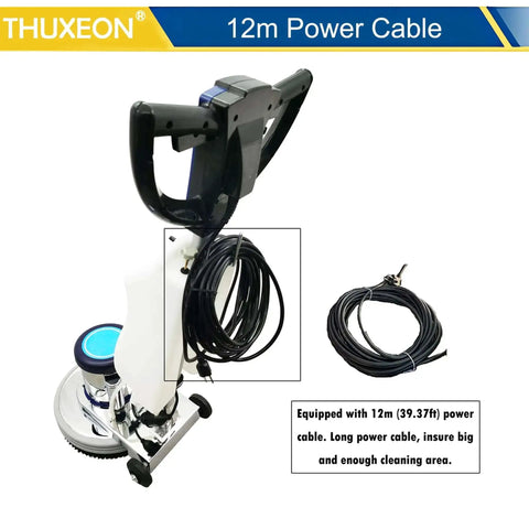 18 Inch Commercial Floor Scrubber Buffer Built Tough Polisher With 1100W Motor and 12L Tank featuring 12m power cable