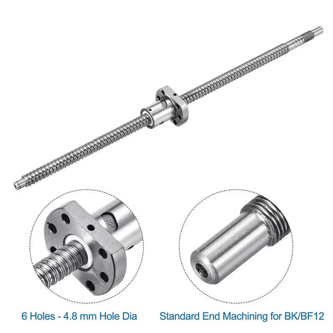 Beefy SFU1204 Ball Screw Kit With Nut Anti Backlash for 12mm Diameter Lead 4mm 400mm Length for BK BF12 CNC Machines