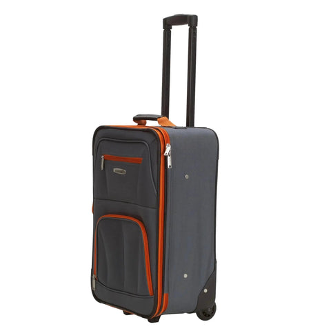 Expandable Softside Upright Luggage Set In Charcoal, 20 Inch Upright, Inline Skate Wheels, Telescoping Handle, Heavy Duty EVA Construction