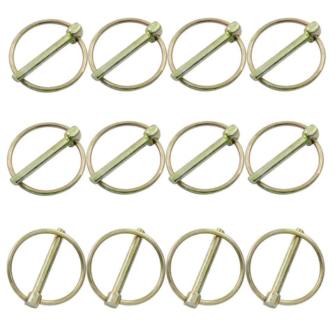 12 Pack Lynch Pins With Ring Tough As Nails Shaft Locking Pins Assortment Kit 4.5x36mm For Farm Tractors Trailers Trucks Mowers