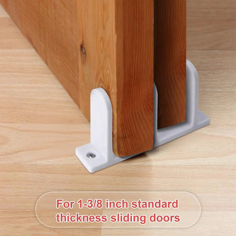 2 Pack Sliding Closet Door Floor Guide For 1-3/8 Inch Thick Doors, Universal ABS Plastic Floor Guides With 4 Screws, White