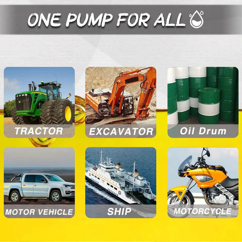 12V DC Self Priming Fuel Transfer Pump Kit With Explosion Proof Construction shown for use with various vehicles and vessels