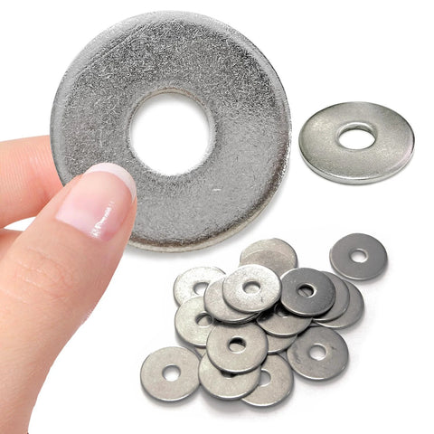 Fender washers set, JSUSLIFE, 10 pcs, stainless steel 304, 1/2 in inner diameter x 2 in outer diameter, 0.12 in thick