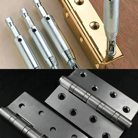Center Drill Bit Set 21 Piece With Self Centering Hinge Tapper Core Hole Puncher And Hex Key Includes Bits installed in cabinet hinge