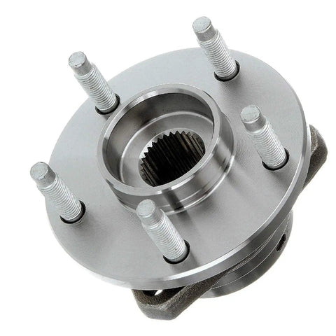 Front Wheel Bearing Hub Kit With Lug Nuts For Chevy Malibu 2004-2012, 5 Lug ABS Compatible, close-up view of hub assembly.