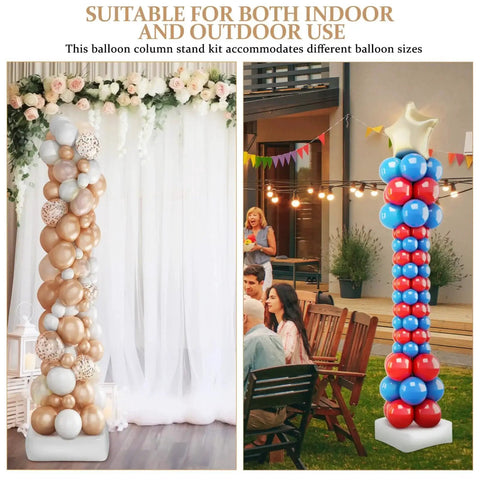 Balloon Column Stand Kit With Adjustable Poles And Bases For Balloon Sizes, one column indoors, one outdoors at event