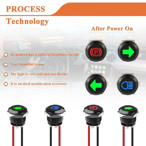 4 Pack Waterproof LED Indicator Lights 12V 24V with 12mm Mounting Holes and 150mm Wires for Motorcycles Cars Trucks Tractors RV Green Blue Red