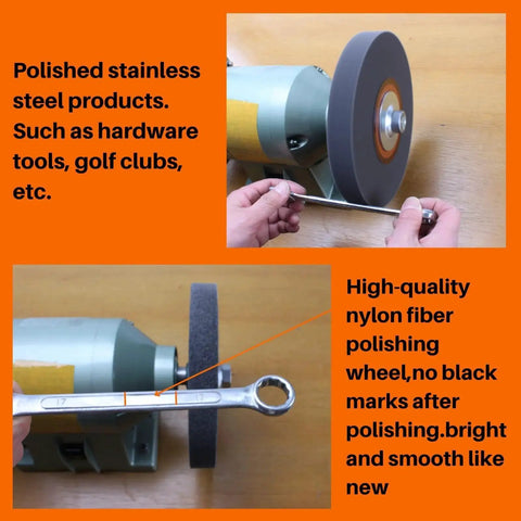 Deburring Nylon Fiber Buffing Wheel 6 Inch For Bench Grinder Polishing Machine With Silicon Carbide Abrasive 180 Grit