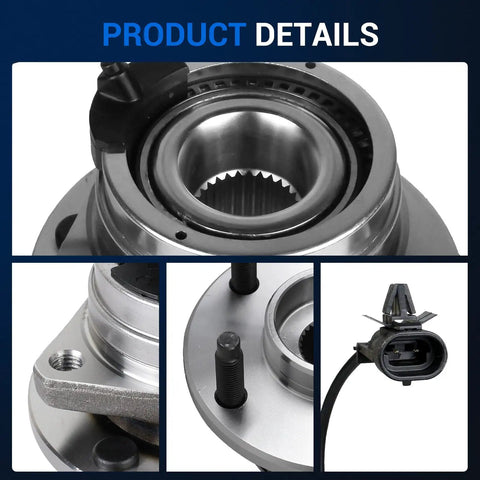 Close-up views of 513214 Front Wheel Hub Assembly Pair Fits Chevy Malibu 04-12 Cobalt HHR 08-10 Pontiac G6 05-10 Saturn Aura 07-09