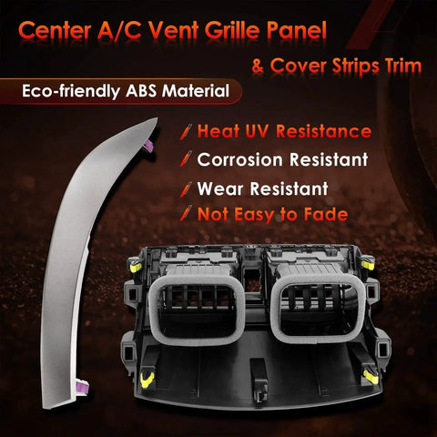 AC Dash Vent Cover For 2008 To 2013 Corolla Left And Right Gray Trim Pair shown with center vent grille panel