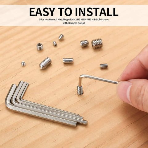 Stainless Steel Socket Head Screw Set 300 Pcs Allen Hex Cap Screws Kit With Metric M3 M4 M5 M6 M8 Sizes Grub Screws For Door Handles And Light Fixtures Rust Resistant And Durable Hardware For Tight Spaces with hex wrench