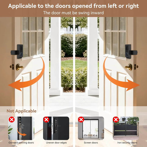 Anti Theft Video Doorbell Mount For E340 Camera No Drill Adjustable Mounting Bracket on inward-opening doors.