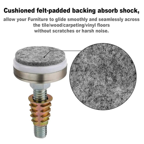 Beefy Heavy Duty Furniture Levelers Adjustable Leveling Feet for Tables with felt-padded base detail, 1320 lbs capacity