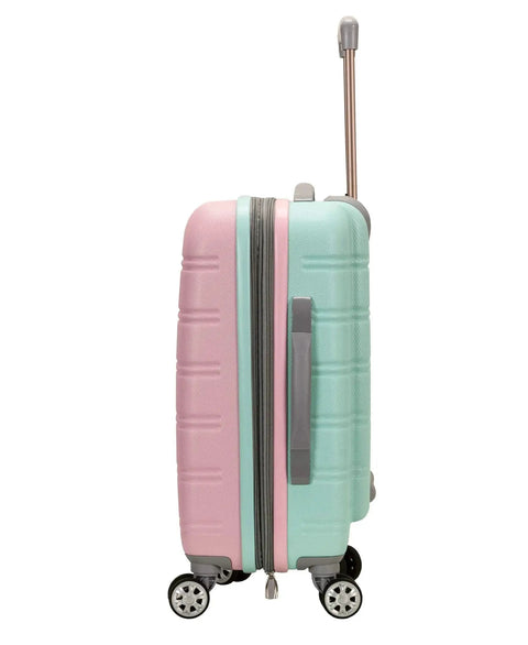 Side view of Melbourne Hardside Expandable Carry-On Spinner Luggage Mint 20 Inch Cabin Size Meets United American Delta Southwest Allegiant