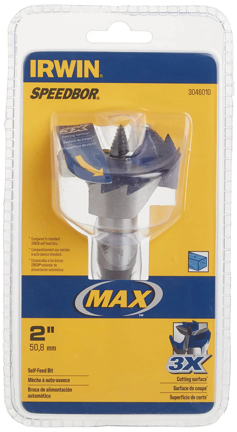 Self Feed Drill Bit 2 Inch With 3 Cutting Edges For Quick Clean Holes by IRWIN in packaging