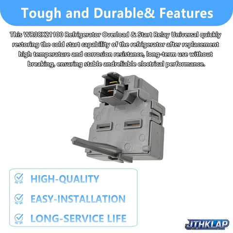 Universal Refrigerator Start Relay And Overload Protector For 1 Quarter Inch Terminal Models, 110 To 120V, front view