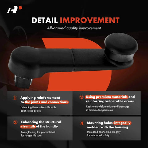 Window Crank Handle Compatible With Ford Lincoln And Mazda Vehicles, black, focus on detail improvements and material quality.