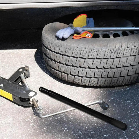 2 Pcs Floor Jack Handle Replacement Hydraulic Pole Lever For 3 Ton Floor Jack With Ergonomic Grip on ground next to car tire