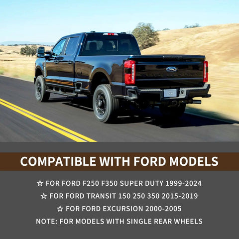 Rear view of Ford F-Series truck compatible with 2 Piece Rear Axle Wheel Bearing Seal And O Ring Kit For Ford F Series Super Duty F250 F350 1999 2024