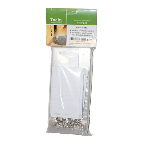 Hands Free Cabinet Door Opener Foot Pull Adhesive Toe Kick 4 Pack No Touch Access for Kitchen Office and Home package