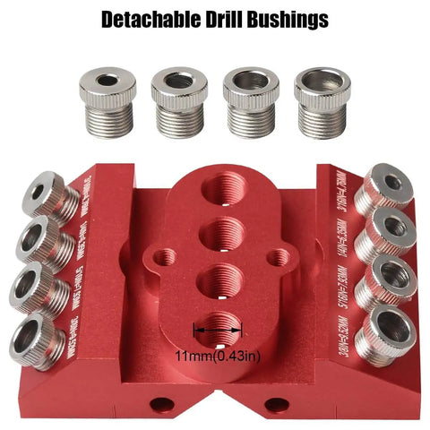Pro Grade 30 45 90 Degree Drill Guide Jig For Straight Holes With Detachable Bushings And Positioning Bar, Aluminum CNC Machined Body