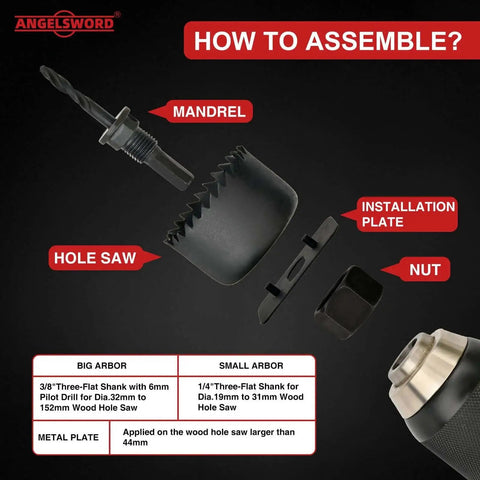 Remodel Ready 24 Piece Hole Saw Kit With 14 Blades From Three Quarter Inch To Six Inch For Drywall Wood Plywood Plastic And PVC includes mandrel