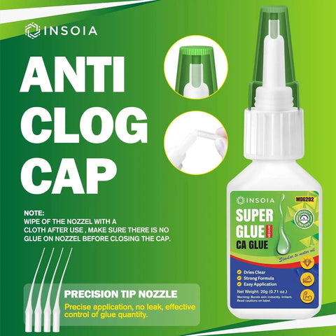 Medium CA Glue 20g Premium Cyanoacrylate Super Glue Quick Fix 150 CPS Viscosity Adhesive with anti-clog cap and precision nozzle.