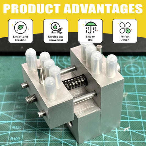 Stainless Steel Dowel Pin Kit 110 Piece 22 Sizes M2 M3 M4 M5 Assortment displayed on a green cutting mat with product highlights.