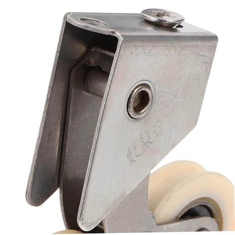 Close-up of Heavy Duty Sliding Door Rollers Kit, 2 Pack Aluminum Alloy Wheels With Stainless Steel Track component view
