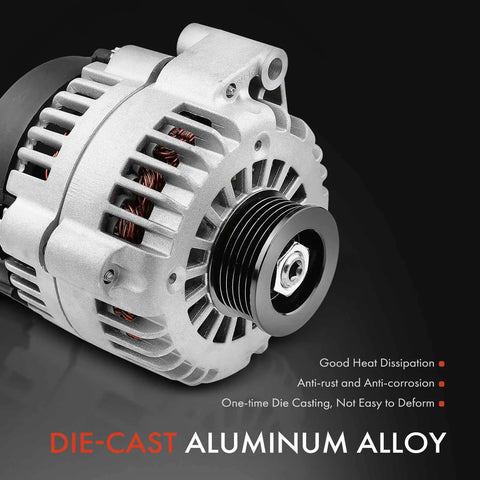 Drop In Replacement 12V 105A Alternator For GM Trucks And SUVs Direct Fit With 6 Groove Pulley And 4 Pins, aluminum die-cast