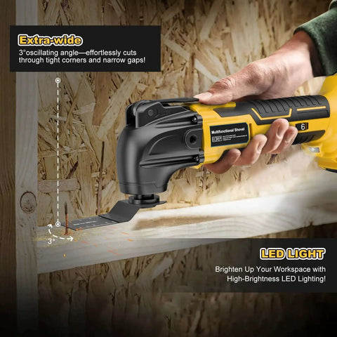 Cordless Oscillating Tool for Dewalt 20V Battery Bare Tool Synxiter Brand Six Variable Speed Brushless Motor 22 Piece in use