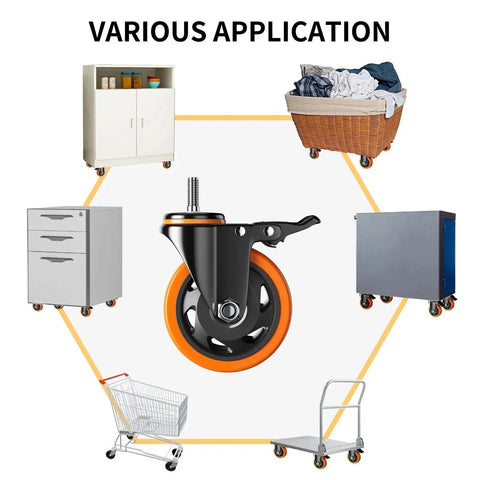 Heavy Duty 4 Inch Stem Caster Wheels Set Of 4 With Dual Locking Brakes For Furniture And Carts in various applications