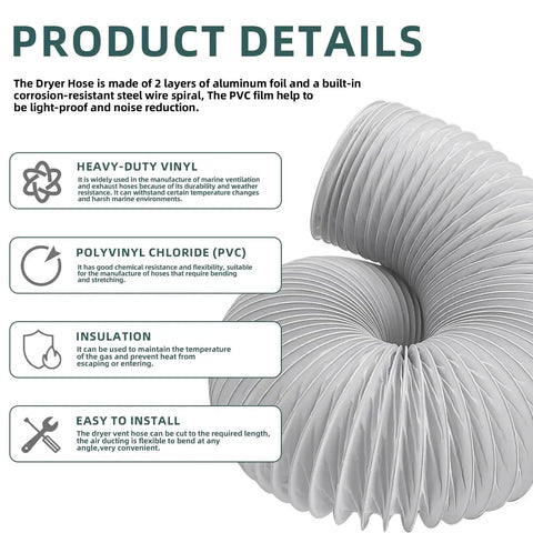 3 Inch Marine Blower Hose Replacement Kit For Boat Vent Bilge Blower Exhaust Fan 10 Feet Long features and materials