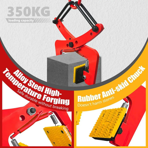 Granite Lifting Clamp 6 Inch 770lbs Heavy Duty Vertical Stone Clamp for Lifting with alloy steel and rubber anti-skid chuck