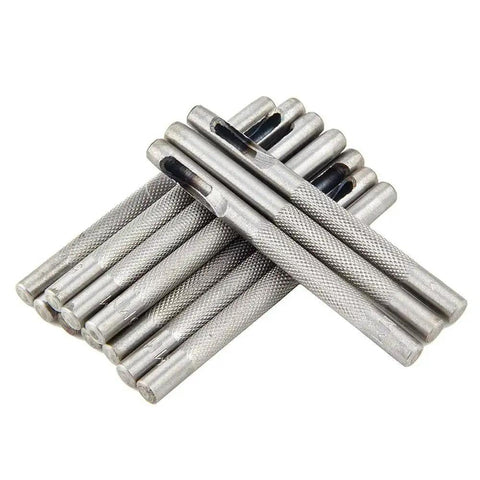 Leather Craft Hollow Hole Punch Set Pro Grade 7 Piece Round Punch Tool Range knurled forged steel punches