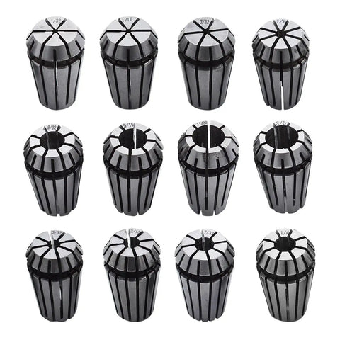 Spring Collet Set ER16 12 Piece For CNC Milling Lathe Workholding And Engraving One Thirty Second To Three Eighth Inch Gripping Range