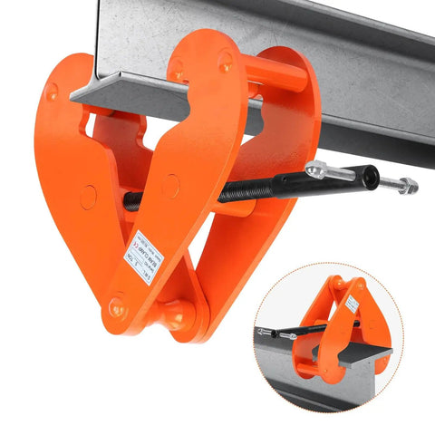 Heavy Duty Vertical I Beam Lifting Clamp With 11,000 Lbs Capacity, 5 Ton Rigging Beam Clamp, Adjustable Opening, Orange Steel