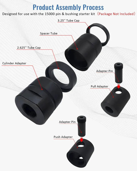 Leaf Spring Pin And Bushing Adapter Service Tool Kit For Heavy Duty Semi Trucks And Equipment Works With Pins And Bushings Starter Set components