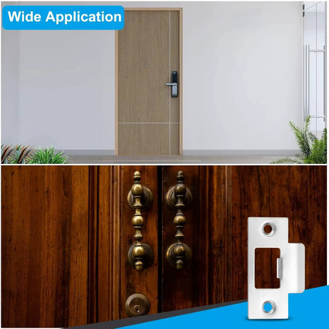 Stainless Steel Door Strike Plate Set Of 2 With Screws For Interior And Exterior Doors, Big Hole T-Strike Backplates, 2-3/4 Inch (70 X 40 Mm), Silver Finish