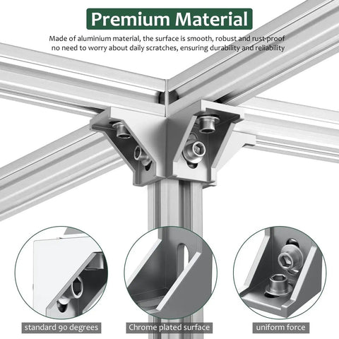 10 Pack 4040 Aluminum Extrusion Corner Brackets And 4080 Profile Connectors Kit with 40 M8 T Slot Nuts And Hex Screws installed