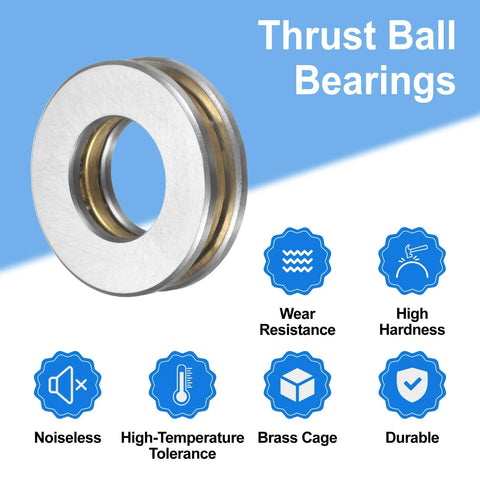 8-pack uxcell F10-20M thrust ball bearings with washers, chrome steel, 10x20x5.5 mm