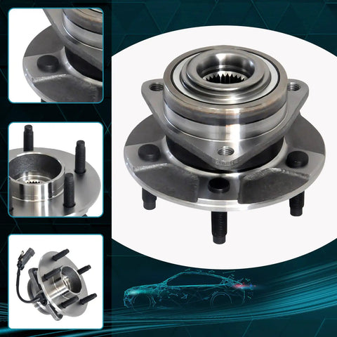 Front Wheel Hub And Bearing Assembly With Abs Replacement For Saturn Vue 2002 2007 Pontiac Torrent 2006 Chevy Equinox 2005 2006 5 Lug 513189x2 Pair Drop In Easy Install, close up of metal component