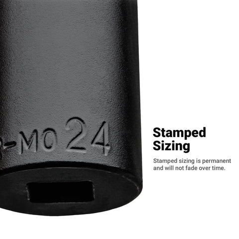 Close-up of Deep Impact Socket Three Eighth Inch Drive Six Point Metric Socket 22 Millimeter Premium Chrome Molybdenum Steel