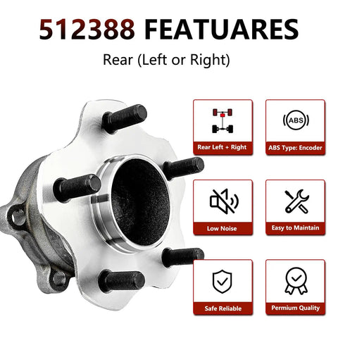Rear Wheel Hub Bearing 512388 Ready To Roll Drop In Replacement For Nissan Altima 2007 2018 Maxima 2009 2019 OEM Grade Hub Assembly