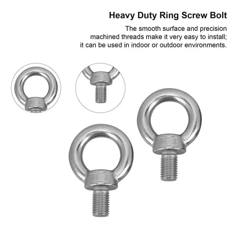 M20 Marine Grade 316 Stainless Steel Eye Bolts, Heavy Duty Lifting Rings With Nuts, Shoulder Eye Bolts For Rigging, 2 Pack