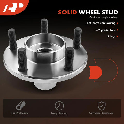 Two Front Wheel Bearing And Wheel Hub Kit With 5-Lug For Ford Transit Connect 2010 2011 2012 2013, durable steel visible
