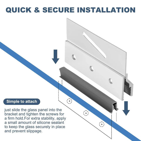 Installation process of 4 Pack M6053 Frameless Shower Door Roller Assemblies With Three Quarter Inch Plastic Wheels And Ball Bearings, Chrome Aluminum Bracket Replacement Kit For Glass Sliding Doors Parts Includes Mounting Screws, shown disassembled.