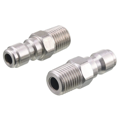 Heavy Duty 2 Pack 1 Quarter Quick Connect to Male NPT Fittings for Pressure Washers, 5000 PSI, Stainless Steel